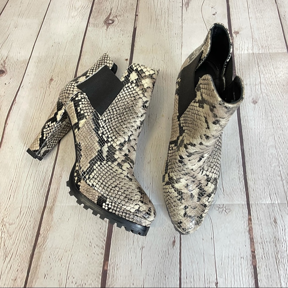 All Saints Sarris snake print booties